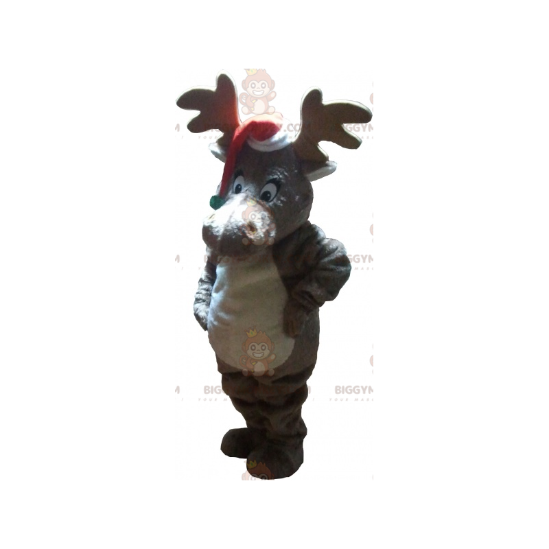 Disfraz de mascota BIGGYMONKEY™ de reno navideño con sombrero -
