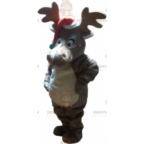 Disfraz de mascota BIGGYMONKEY™ de reno navideño con sombrero -