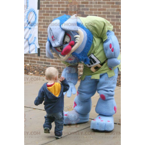 BIGGYMONKEY™ Blauw en roze Monster Ogre-mascottekostuum -