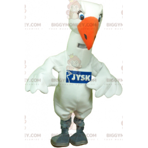 BIGGYMONKEY™ Big White Bird White Lokin maskottiasu -