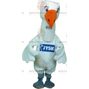 BIGGYMONKEY™ Big White Bird White Seagull Mascot Costume -