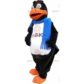 Kostým maskota BIGGYMONKEY™ černé kachny v modrém šátku –
