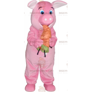 Costume de mascotte BIGGYMONKEY™ de cochon rose avec une