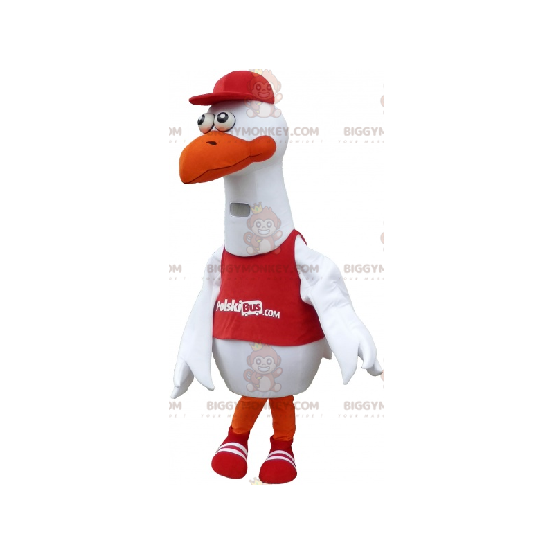 BIGGYMONKEY™ White Bird Seagull Mascot Costume In Sportswear -