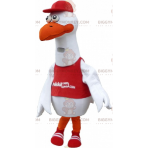 BIGGYMONKEY™ White Bird Seagull Mascot Costume In Sportswear -