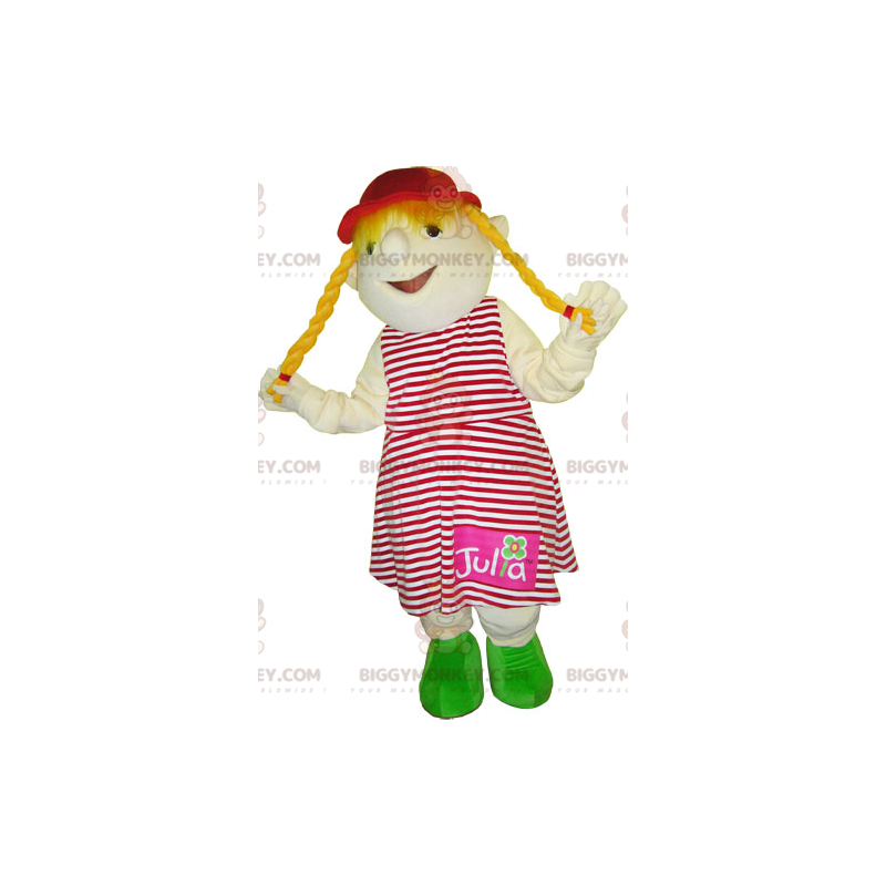 BIGGYMONKEY™-mascottekostuum voor klein blond meisje.