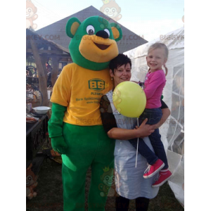Giant Green and Yellow Teddy BIGGYMONKEY™ Mascot Costume –