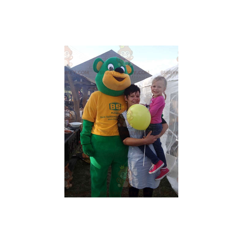 Giant Green and Yellow Teddy BIGGYMONKEY™ Mascot Costume –