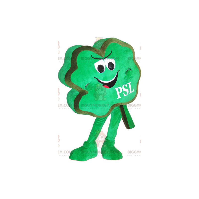 Hravý kostým zeleného čtyřlístku BIGGYMONKEY™ maskota –