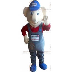 BIGGYMONKEY™ maskotkostume Meget smilende snemand med overalls