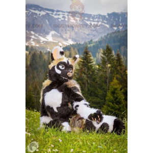 Boar Cow Black and White Animal BIGGYMONKEY™ maskottiasu -