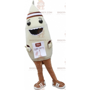 Costume de mascotte BIGGYMONKEY™ de ravioli vapeur beige et