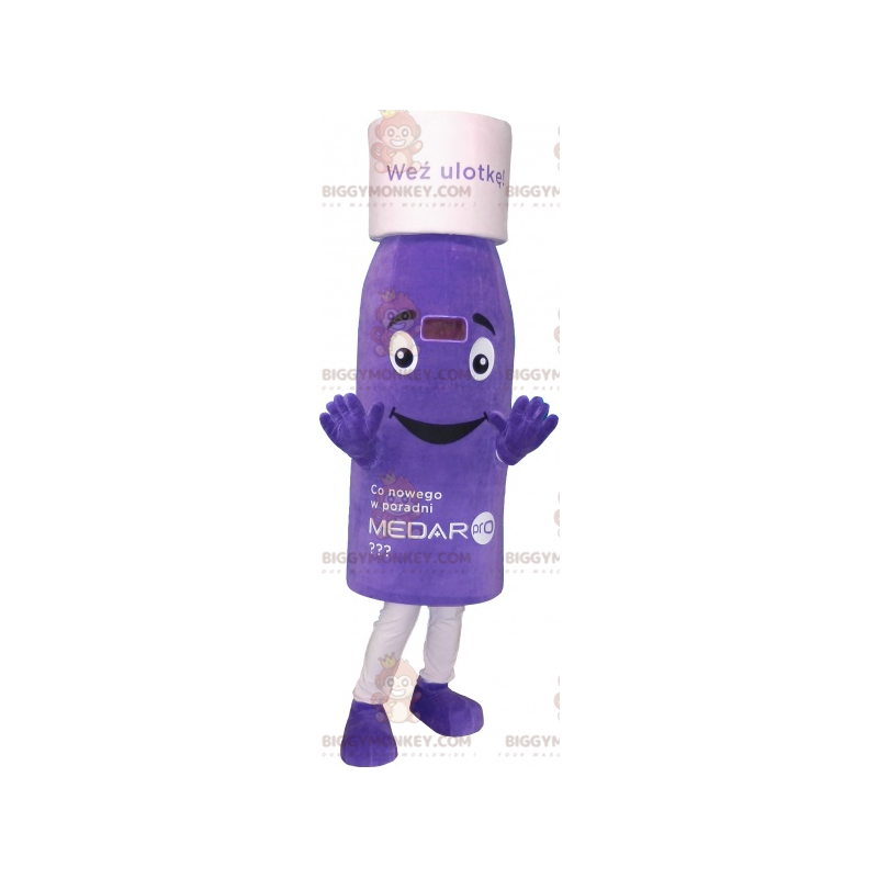 Costume de mascotte BIGGYMONKEY™ de flacon violet. Costume de