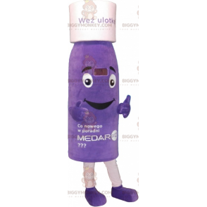 Costume de mascotte BIGGYMONKEY™ de flacon violet. Costume de