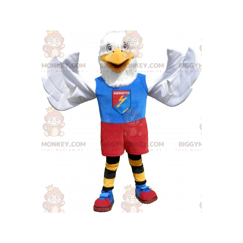 White Eagle BIGGYMONKEY™ Mascot Costume In Colorful Sportswear