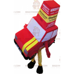 Giant red and yellow car BIGGYMONKEY™ mascot costume. Vehicle