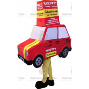 Giant red and yellow car BIGGYMONKEY™ mascot costume. Vehicle