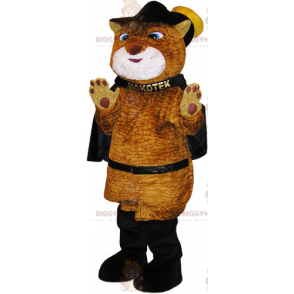 BIGGYMONKEY™ maskotdräkt Stor brun katt med puss i stövlar -