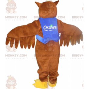 Brown Owl BIGGYMONKEY™ Mascot Costume with Vest and Glasses -