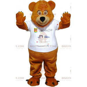 Brown Teddy Bear BIGGYMONKEY™ Mascot Costume with White Tee -