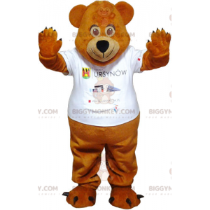Bruine teddybeer BIGGYMONKEY™ mascottekostuum met wit T-shirt -