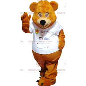 Brauner Teddybär BIGGYMONKEY™ Maskottchen-Kostüm mit weißem