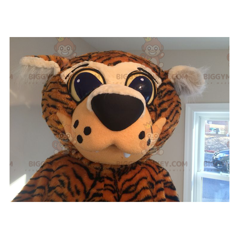 Orange and Black Tiger Big Eyes BIGGYMONKEY™ Mascot Costume –
