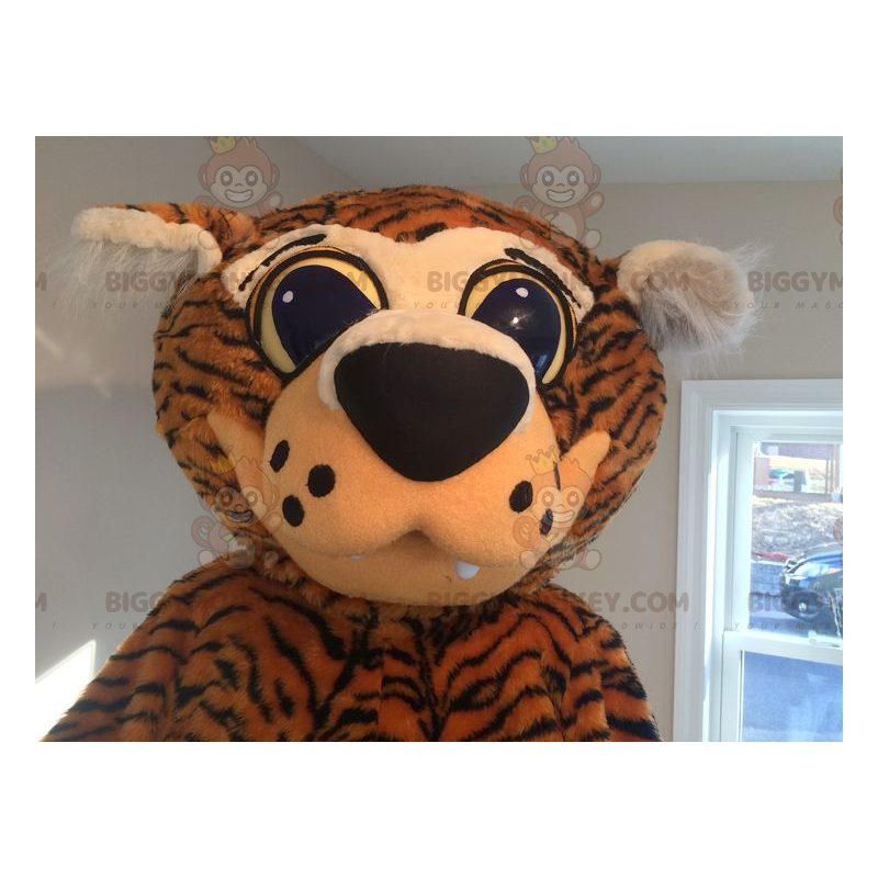 Orange og sort Tiger Big Eyes BIGGYMONKEY™ maskotkostume -