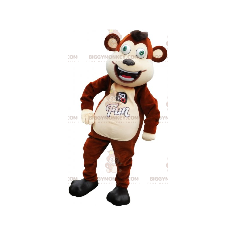 Traje de mascote engraçado de macaco marrom e bege BIGGYMONKEY™