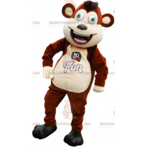 Traje de mascote engraçado de macaco marrom e bege BIGGYMONKEY™