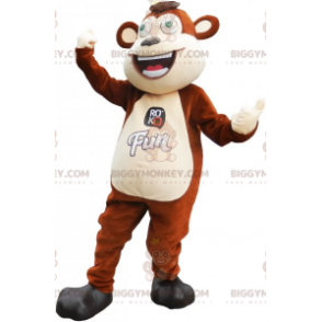 Divertido disfraz de mascota mono marrón y beige BIGGYMONKEY™ -