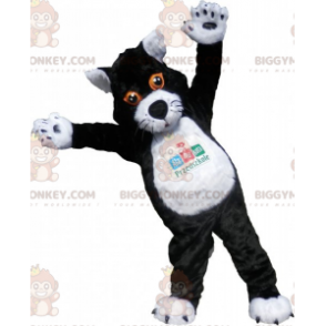 Traje de mascote BIGGYMONKEY™ grande gato preto e branco.