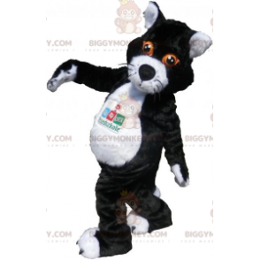 Costume de mascotte BIGGYMONKEY™ de gros chat noir et blanc.