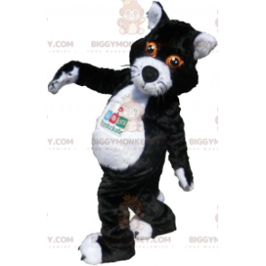 Traje de mascote BIGGYMONKEY™ grande gato preto e branco.
