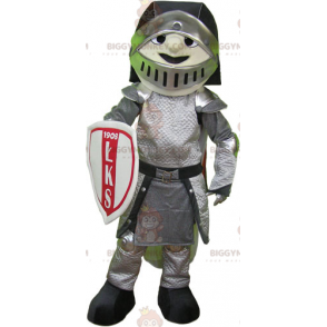 BIGGYMONKEY™ Maskottchen Kostüm Ritter in Rüstung mit Helm und