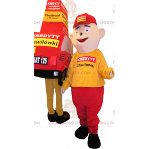 2 mascotas de BIGGYMONKEY™, 1 coche rojo y amarillo y un muñeco