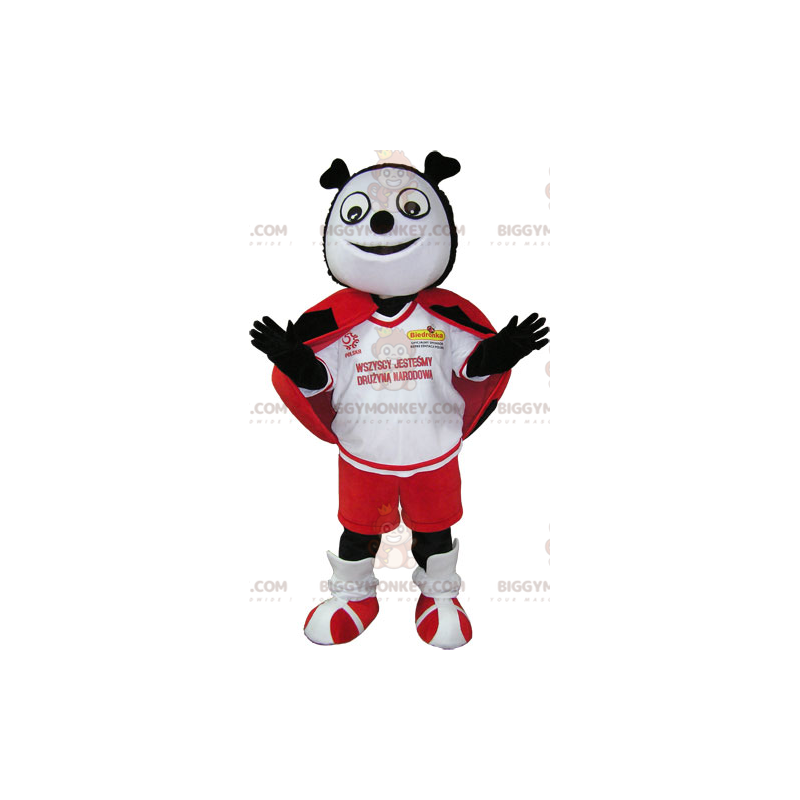 Rot-schwarz-weißer Marienkäfer BIGGYMONKEY™ Maskottchen-Kostüm
