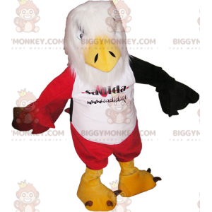 Rot-schwarz-weißer Adler BIGGYMONKEY™ Maskottchen-Kostüm mit
