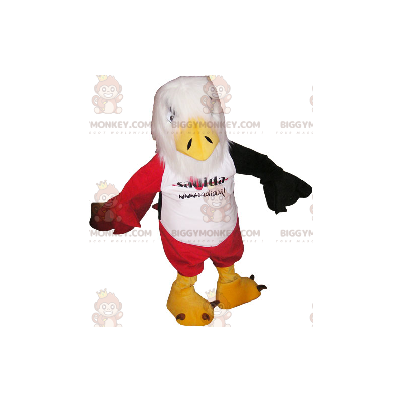 Red and Black White Eagle BIGGYMONKEY™ Mascot Costume with Red