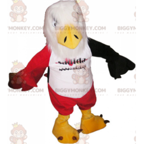 Costume da mascotte BIGGYMONKEY™ con aquila bianca rossa e nera