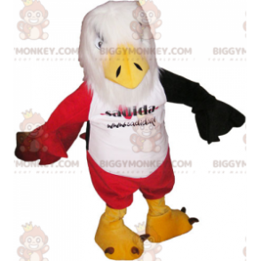 Disfraz de mascota BIGGYMONKEY™ de águila blanca roja y negra