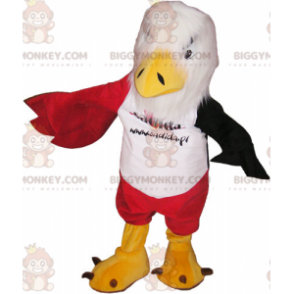 Costume da mascotte BIGGYMONKEY™ con aquila bianca rossa e nera