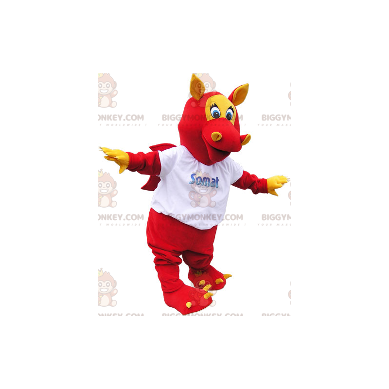 Costume de mascotte BIGGYMONKEY™ de dragon ailé rouge avec
