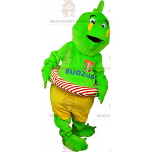 BIGGYMONKEY™ Mascot Costume Flashy Green Dinosaur In Shorts