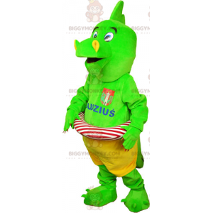 Disfraz de mascota BIGGYMONKEY™ Dinosaurio verde llamativo en