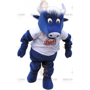 Costume da mascotte BIGGYMONKEY™ da mucca blu con t-shirt