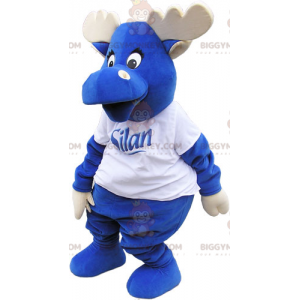 Disfraz de mascota BIGGYMONKEY™ All Blue Elk con astas y