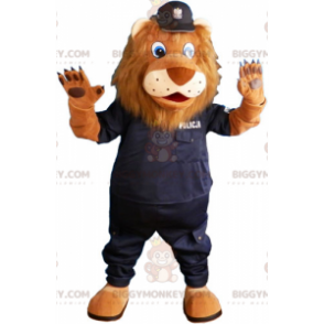 BIGGYMONKEY™ Mascottekostuum Bruine leeuw in politieoutfit -