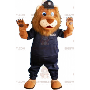 BIGGYMONKEY™ maskotkostume Brun løve i politimandstøj -