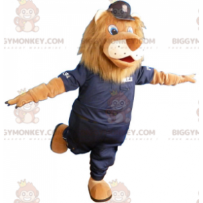 BIGGYMONKEY™ Maskotdräkt Brunt lejon i polisdräkt - BiggyMonkey